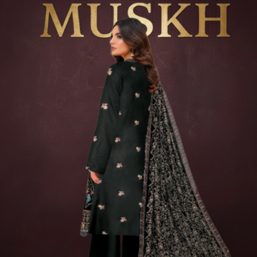 MUSHK AFZIAH 06 Stunning Articles - Chamakdani Embroidered Heavy Winter Dress with Shawl