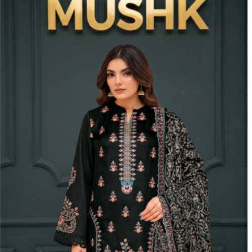 MUSHK AFZIAH 06 Stunning Articles - Chamakdani Embroidered Heavy Winter Dress with Shawl
