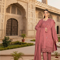 Areej Manha Vol-20 Dusty Rose Embroidered Winter Suit | Luxury Winter Outfit