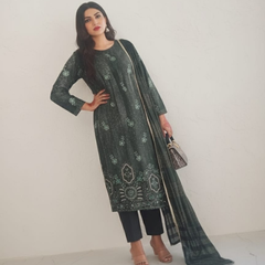 Dhanak & Velvet Embroidered Suit - Use & Reuse (Volume 1749)